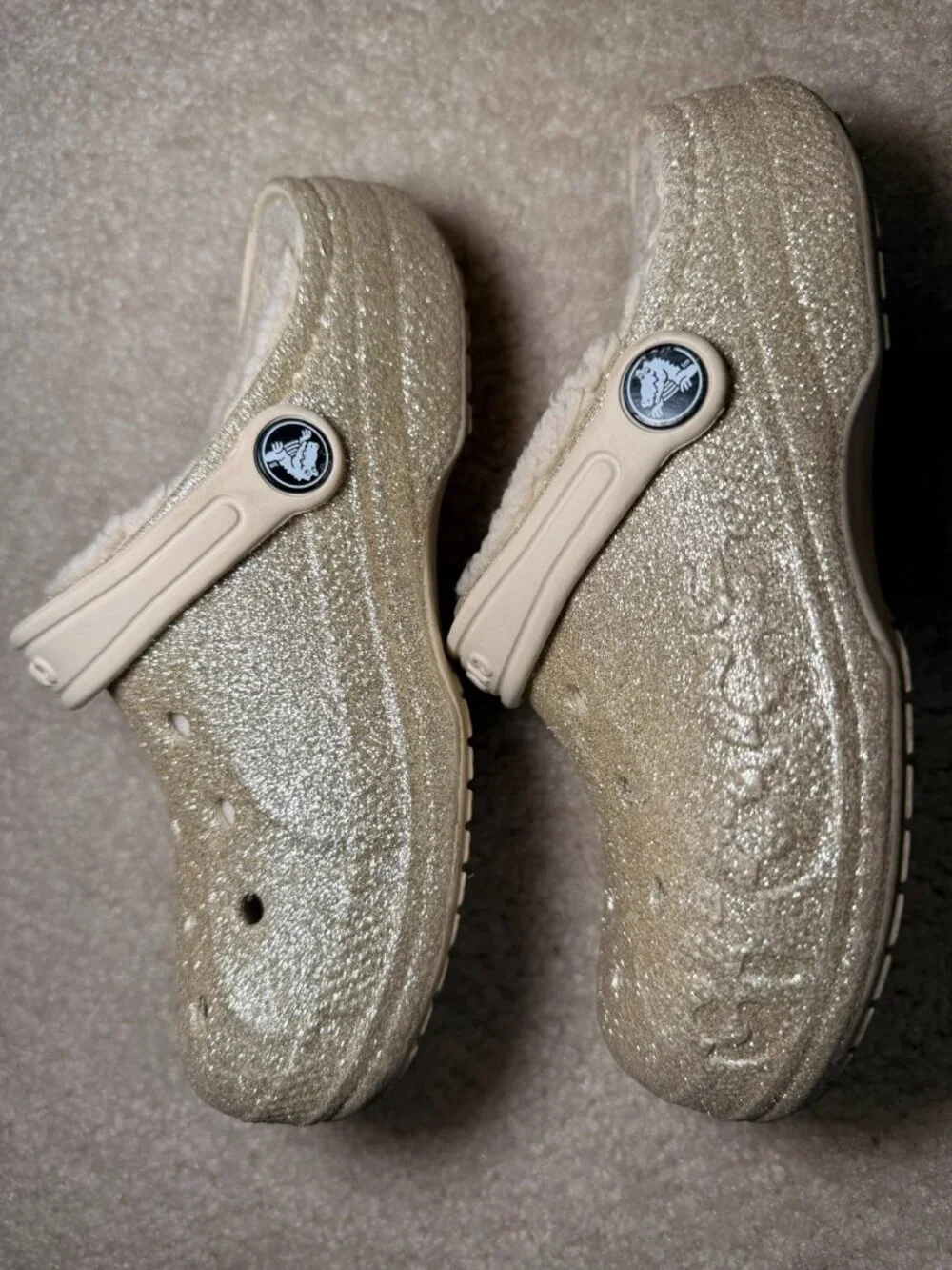 CROCS sparkly gold